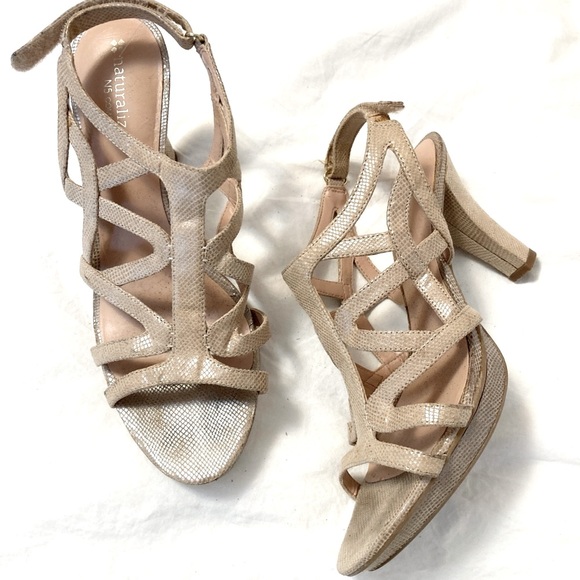 Naturalizer shimmer beige gladiator heels size 8.5 - Picture 1 of 7